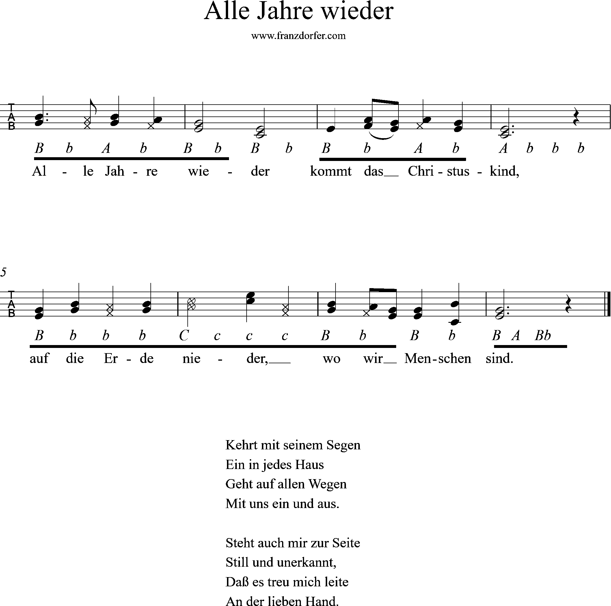 Griffschrift, Alle Jahre wieder- Steirische lernen weihanchtslieder, - Alle jahre wieder -auf der steirischen